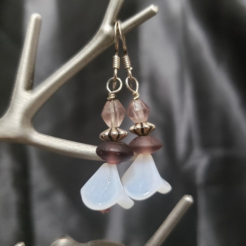 OOAK 925 Silver & Cryatal Earrings - Picture 2 of 5